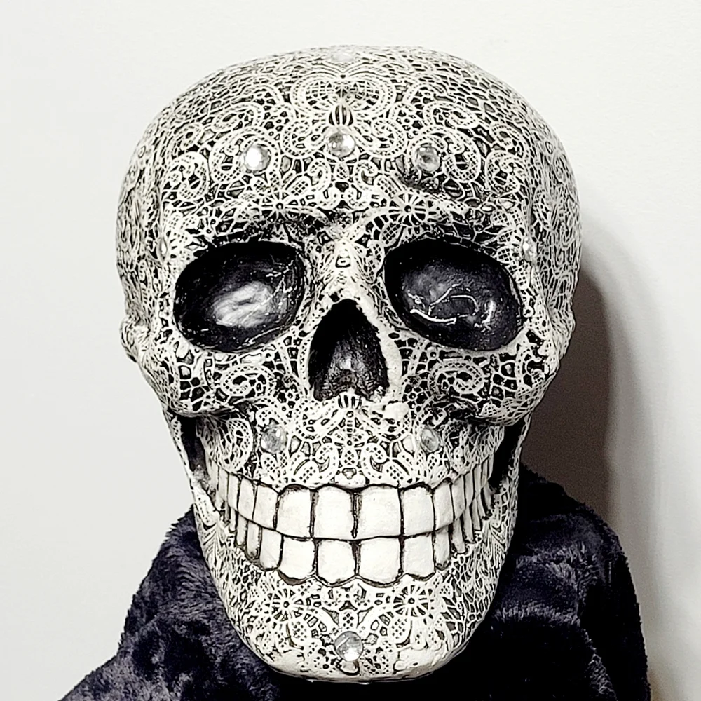 Day of the Dead Gothic Halloween Skull Laced & Jeweled